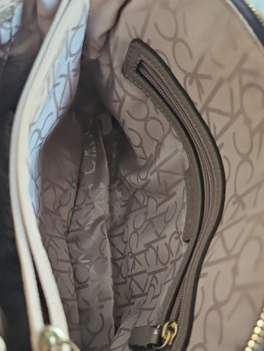 Calvin Klein Dark Brown Monogram Satchel